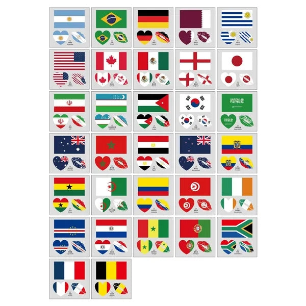 National Flag Temporary Tattoo Stickers Football Game Sports