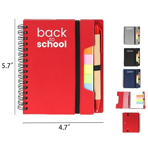 Sticky Notes Kraft Paper Cover Notebook with Pen Ruler