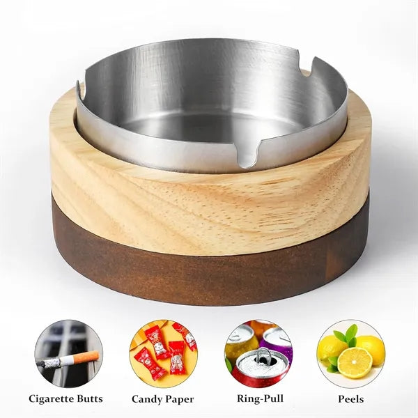 Wooden ashtray with a lid
