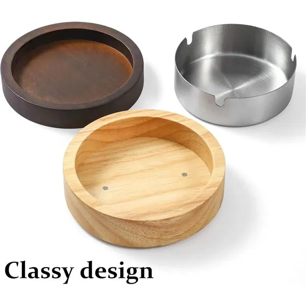 Wooden ashtray with a lid