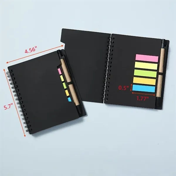Spiral Pocket Notebook with Sticky Notes and Pen