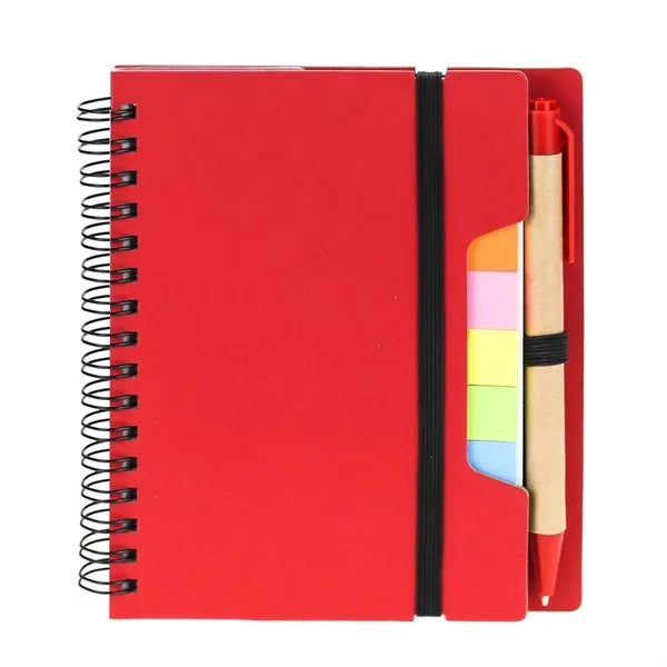 Sticky Notes Kraft Paper Cover Notebook with Pen Ruler