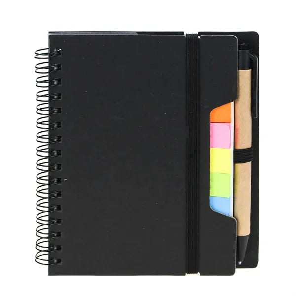 Sticky Notes Kraft Paper Cover Notebook with Pen Ruler