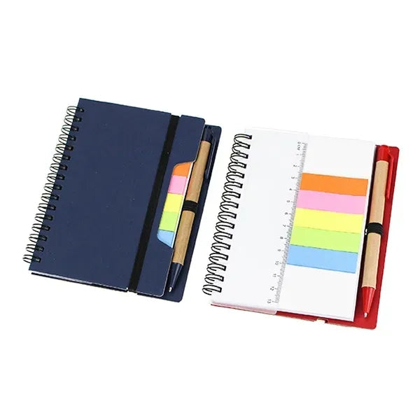 Sticky Notes Kraft Paper Cover Notebook with Pen Ruler