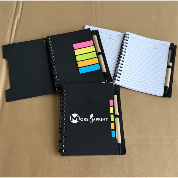 Spiral Pocket Notebook with Sticky Notes and Pen