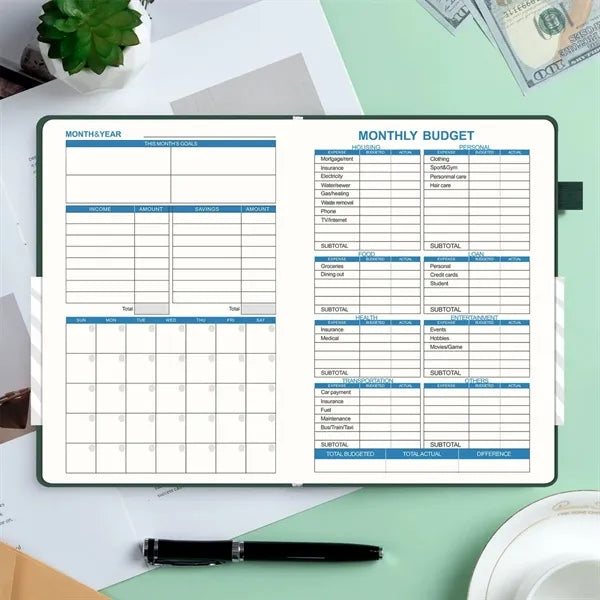 A5 Faux Leather Monthly Planner and Finance Tracker