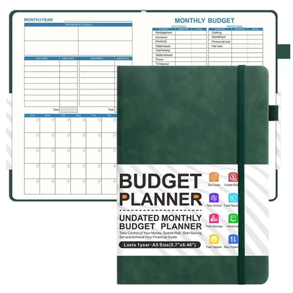 A5 Faux Leather Monthly Planner and Finance Tracker