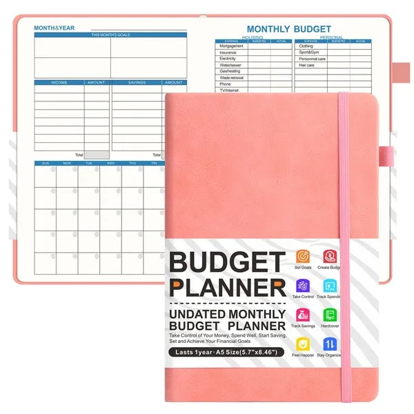 A5 Faux Leather Monthly Planner and Finance Tracker