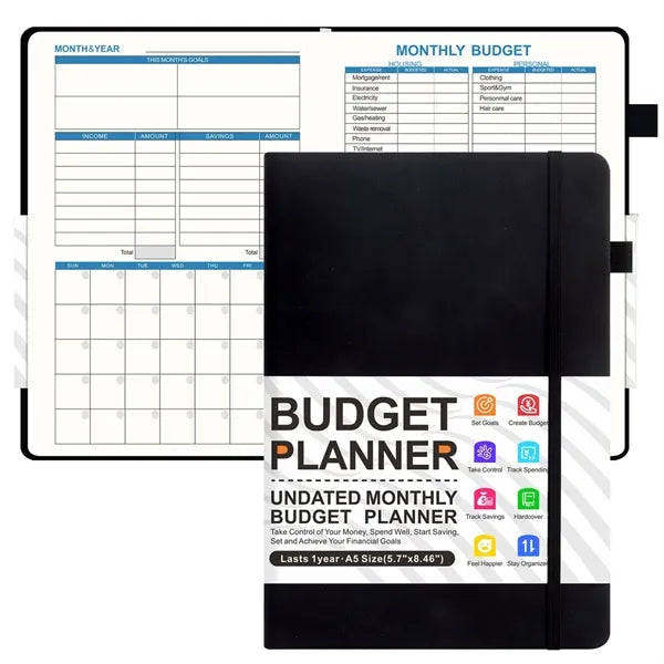 A5 Faux Leather Monthly Planner and Finance Tracker
