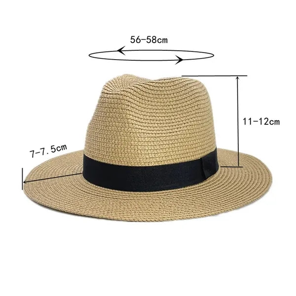 Wide Brim Straw Panama Hat Fedora Beach Sun