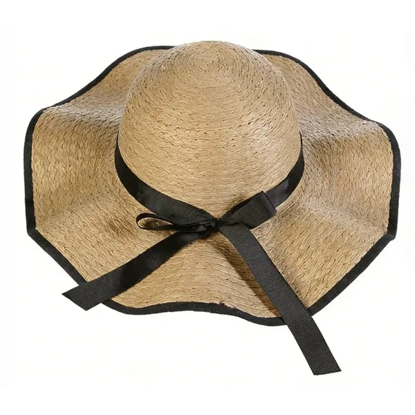 Women's Wide Brim Straw Hat, Summer Beach Sun Protection Hat