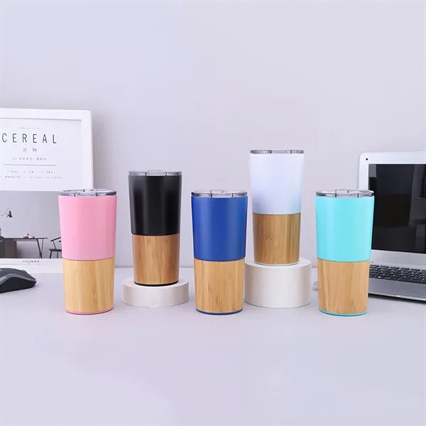 Premium Bamboo Steel Insulated Travel Mug Cup Drink
