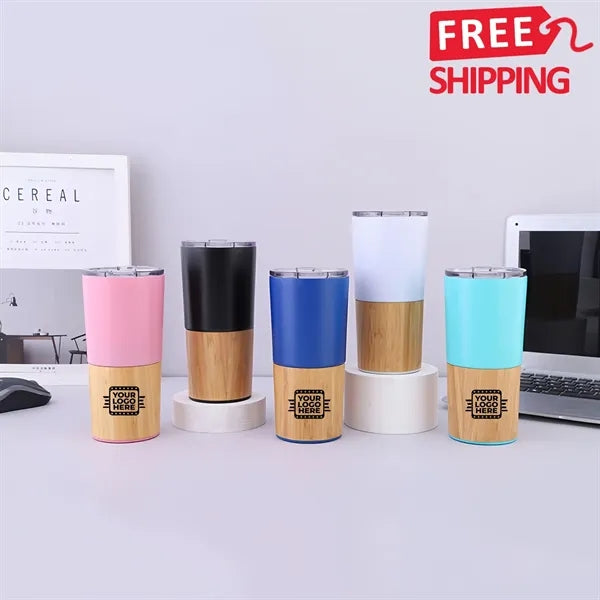 Premium Bamboo Steel Insulated Travel Mug Cup Drink