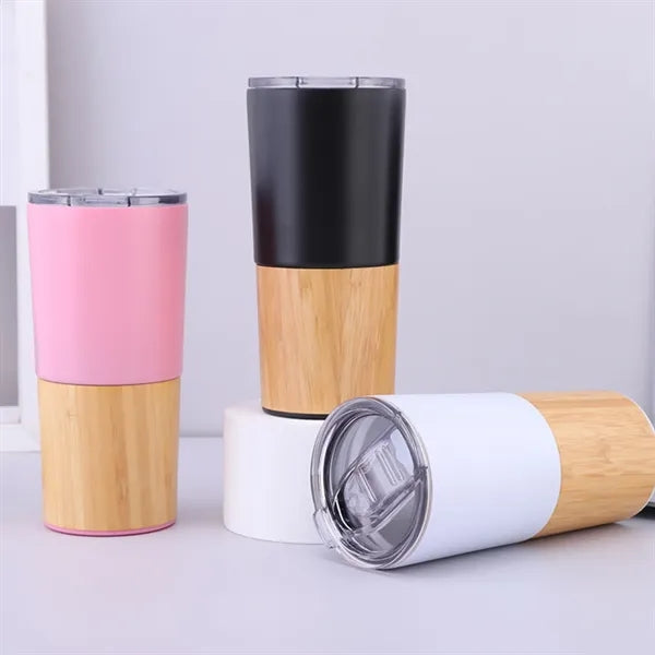 Premium Bamboo Steel Insulated Travel Mug Cup Drink