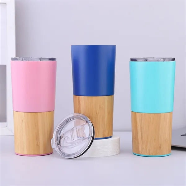 Premium Bamboo Steel Insulated Travel Mug Cup Drink