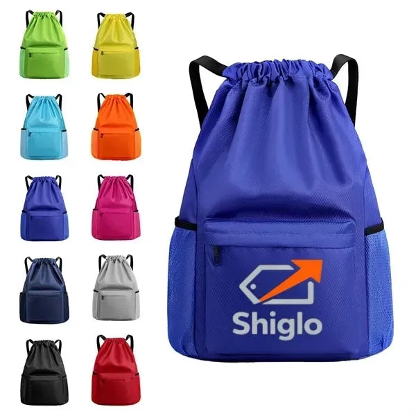 Nylon Multi-Pocket Drawstring Backpack