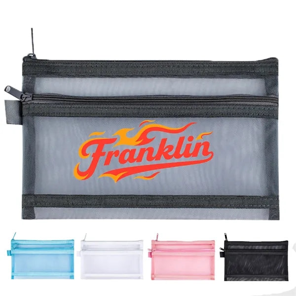 Semi-Transparent Double Layer Mesh File Bag
