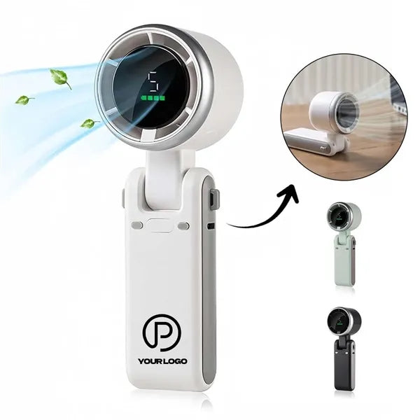Handheld portable mini fan 5-speed display folding usb