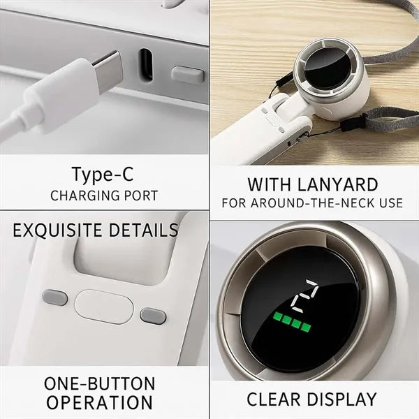 Handheld portable mini fan 5-speed display folding usb