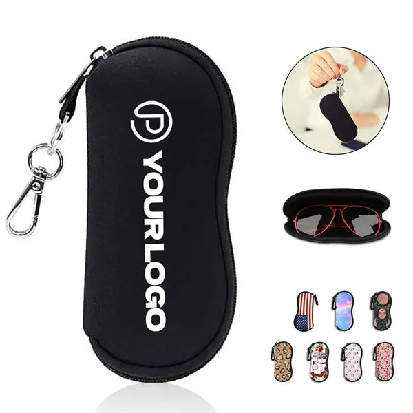 Sunglasses case soft neoprene zipper with keychain
