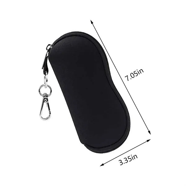 Sunglasses case soft neoprene zipper with keychain