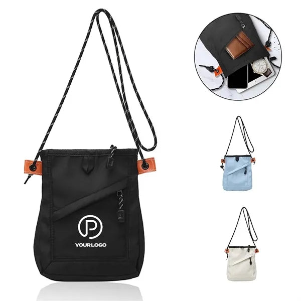 Small nylon crossbody bag slim travel neck pouch organizer
