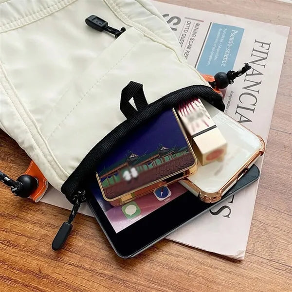 Small nylon crossbody bag slim travel neck pouch organizer
