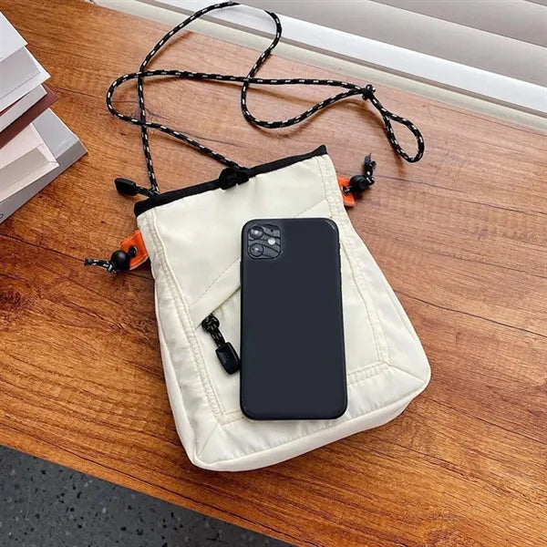 Small nylon crossbody bag slim travel neck pouch organizer
