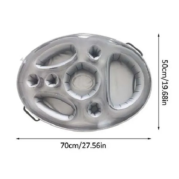 Inflatable pool float caddy floating bar beverage tray