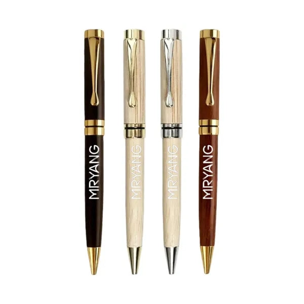 Wood and Metal Ballpoint Twist Action Smooth Writing Pen
