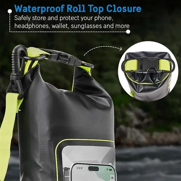 2L waterproof dry bag phone storage for boating & kayaking