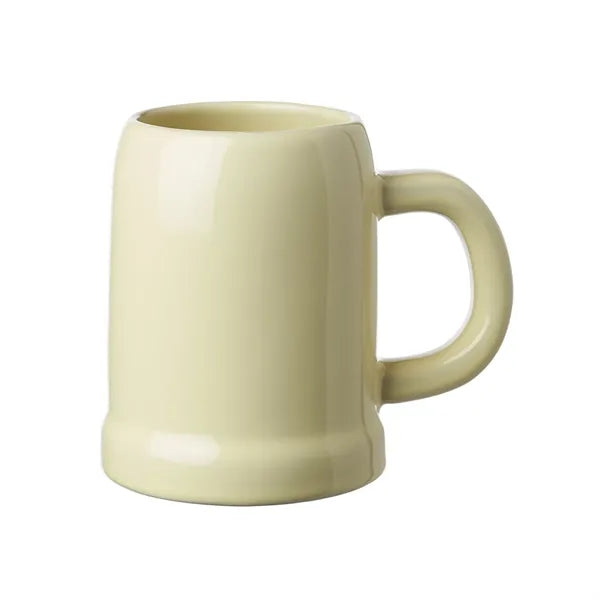 Beige Ceramic Beer Mug with Footed Base, 24 oz.