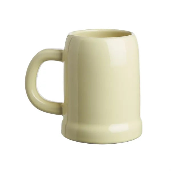 Beige Ceramic Beer Mug with Footed Base, 24 oz.