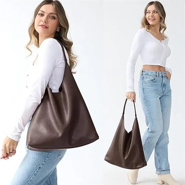 Women's Soft Vegan Leather Shoulder Bag Slouchy Tote Purse