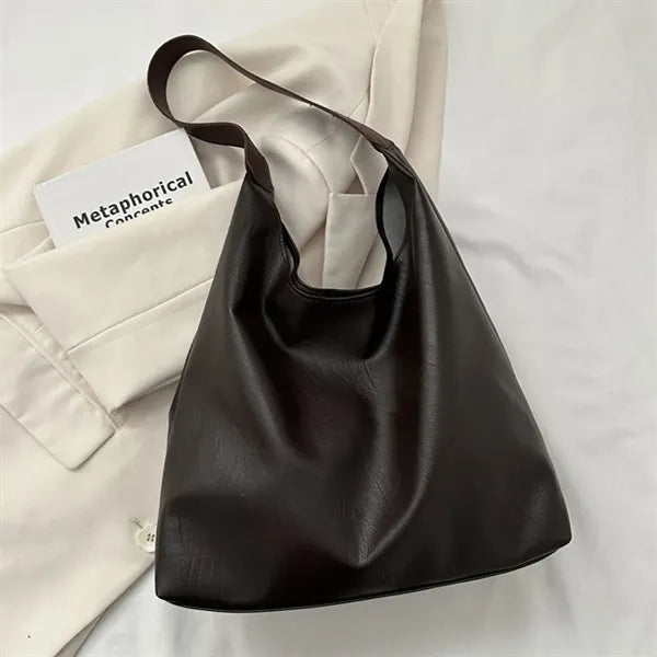 Women's Soft Vegan Leather Shoulder Bag Slouchy Tote Purse
