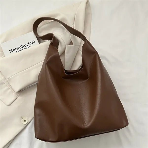 Women's Soft Vegan Leather Shoulder Bag Slouchy Tote Purse
