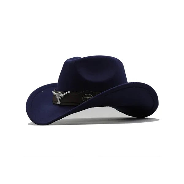 Felt Fedora Hat Wide Brim Buckle Belt