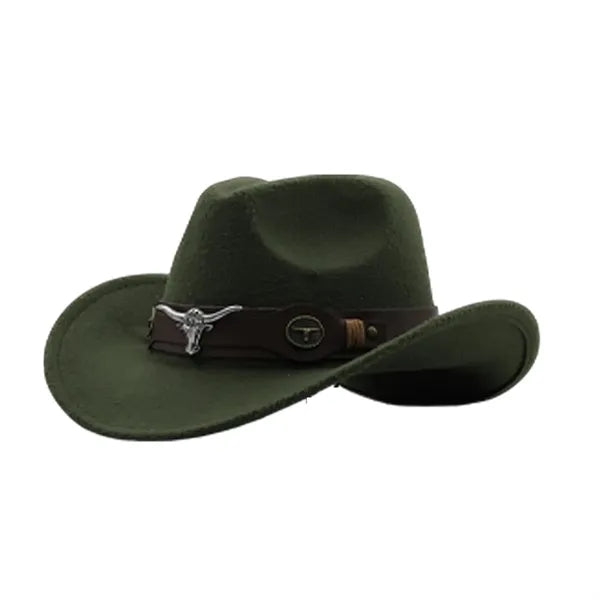 Felt Fedora Hat Wide Brim Buckle Belt