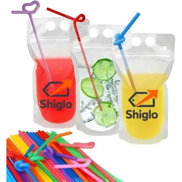11 Ounce Stand Up Drink Pouch With Straw