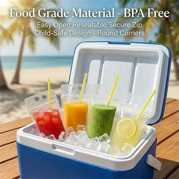 11 Ounce Stand Up Drink Pouch With Straw