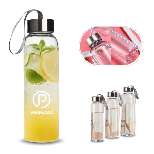 10 oz sports water bottle clear plastic with strap handle