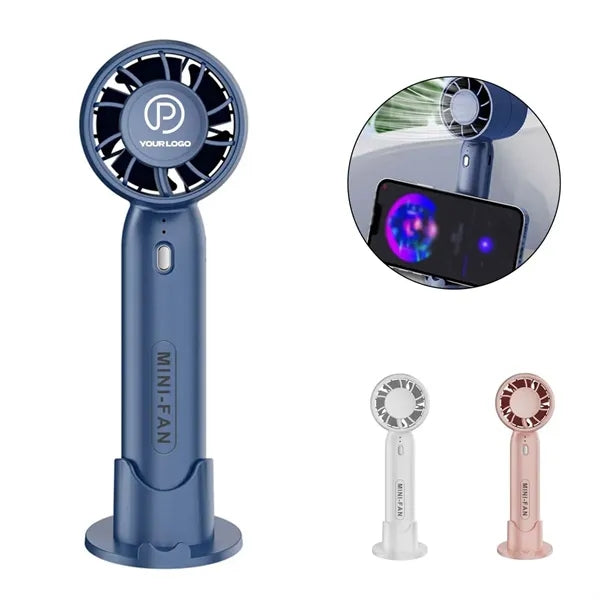 Desk handheld fan portable rechargeable with phone stand