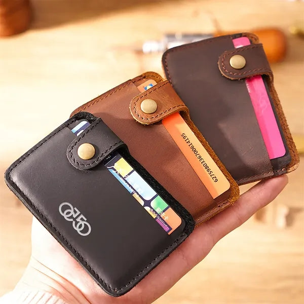 Vintage Full-Grain Leather Card Holder Wallet