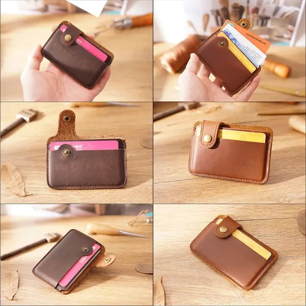 Vintage Full-Grain Leather Card Holder Wallet