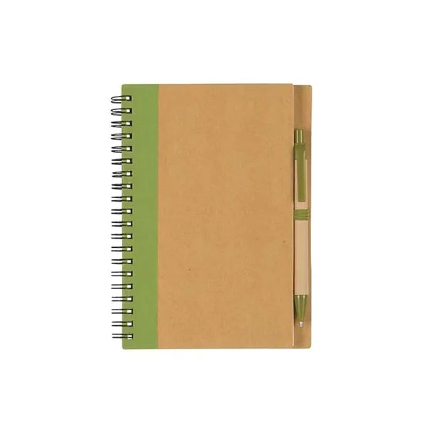 5" x 7" Kraft Paper Spiral Notebook with Integrated Pen Hold