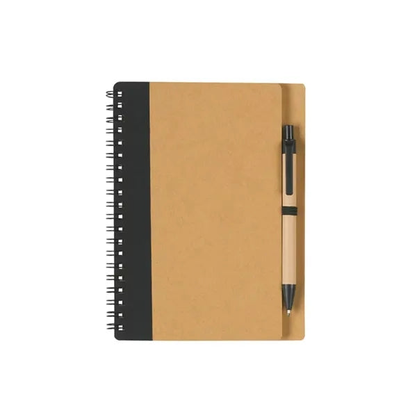 5" x 7" Kraft Paper Spiral Notebook with Integrated Pen Hold