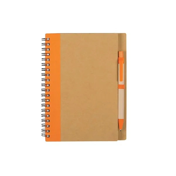 5" x 7" Kraft Paper Spiral Notebook with Integrated Pen Hold