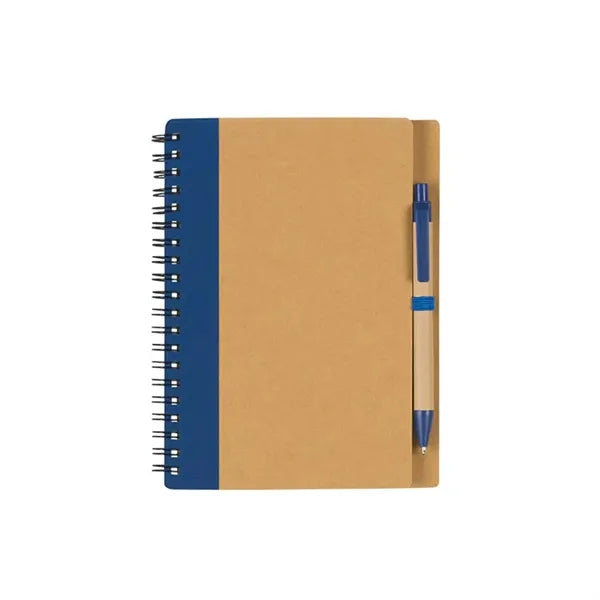 5" x 7" Kraft Paper Spiral Notebook with Integrated Pen Hold