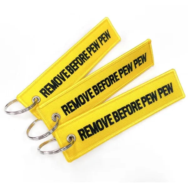 Fabric Embroidered Keychain, Polyester Woven Label, Custom