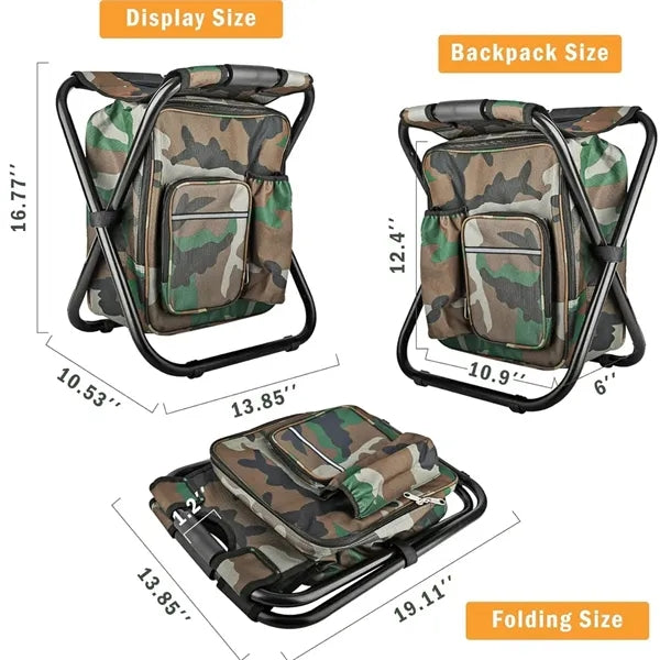 3 in 1 Folding Stool Backpack Chair Insulated Cooler Bag